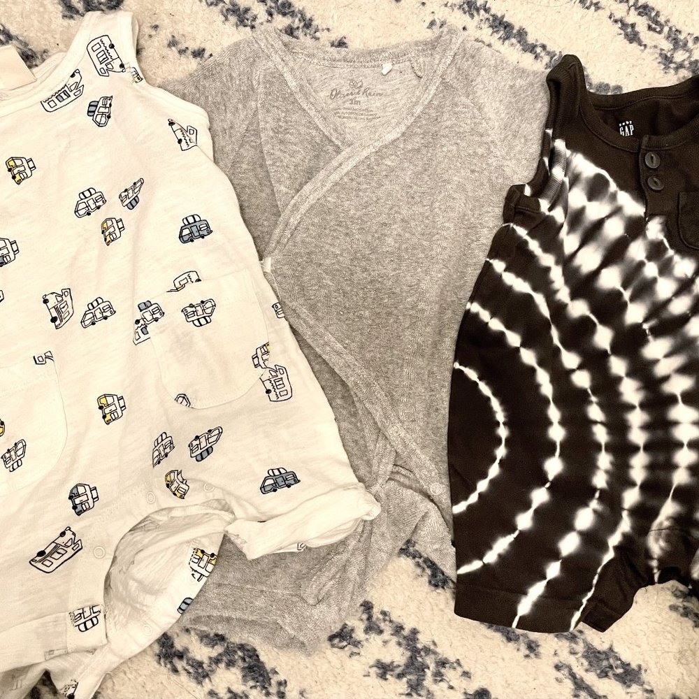 Baby Summer Bundle - 3 Assorted Rompers Size 0-3 Months